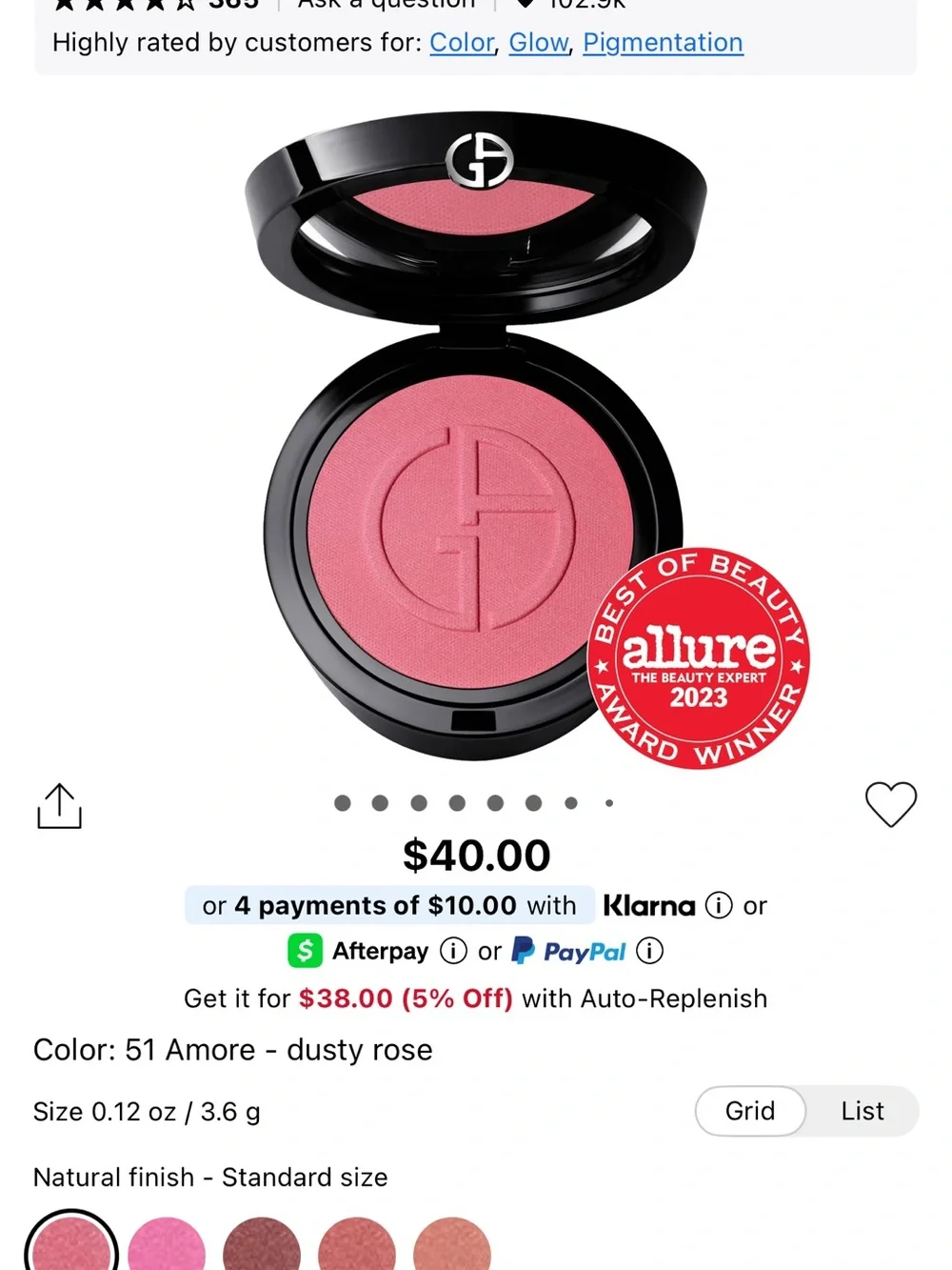 Giorgio Armani velvety pressed